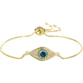 عين الشر همسة سوار اليد للنساء لذيذ 14K الذهب الأبيض مطلي الزركون البطانة العين سحر سلسلة سوار قابل للتعديل الحد الأدنى مجوهرات in Kuwait