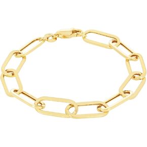 Nuragold 10k الذهب الأصفر الحقيقي مشبك ورق 7 مم ممدود كابل ربط سوار (7 "-8") مجوهرات إيطالية للرجال والنساء in Kuwait