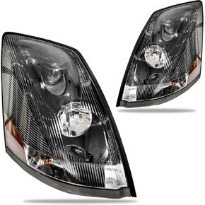 Headlight Compatible with Volvo VNL VN 2004 2005 2006 2007 2008 2009 2010 2011 2012 2013 2014 2015 2016 2017 Volvo VNL Headlights VN Halogen Headlamp (Black - Pair Set) in Saudi Arabia