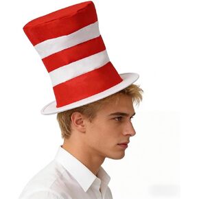 Red and White Striped Top Cat Hat For Men,Costume Hat Accessory for Halloween and Role-Play in Kuwait