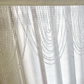 Efavormart 2 Pack Crystal Beaded Curtain Valance, 42" W x 23" H Clear Acrylic Triple Swag Diamond Cut Window Beads, Sparkling Doorway Garland for Wedding Backdrop, Room Divider, Luxury Home Decor in Kuwait