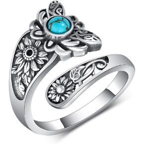 Genuine Turquoise Spoon Ring 925 Sterling Silver Turquoise Ring Vintage Western Thumb Ring Turquoise Jewelry for Women in Kuwait