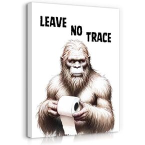 Funny Bathroom Wall Art Gorilla Monkey Wall Decor Bigfoot Holding Tissue Poster Print Minimalist Painting Picture for Living Room Bedroom Ready to Hang (12x16in Canvas) in Saudi Arabia