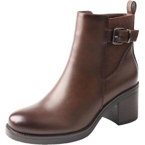 TMA EYES Women's Ankle Boots Low Square Heel Buckle Strap Side Zip Fashion Boots in Kuwait