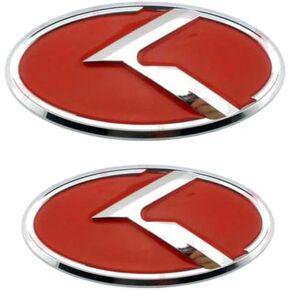2PCS Front Hood Trunk Emblem K Logo Badges for KIA Forte Rio Optima K5 KA-S2R (Red) in Saudi Arabia