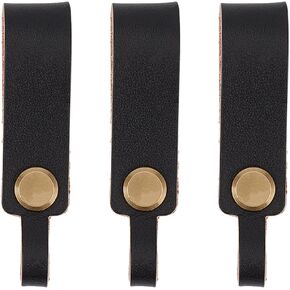 3PCS Black Genuine Leather Key Chain Holder Cowhide Keychain Connector Key Fob Organizer Detechable Handmade Full Grain Leather Hook Ring Loop Lanyard Belt Strap Keyring for Men Women Purse in Kuwait