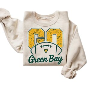 Go Green Bay Sweatshirt – Green and Gold Football Pullover, Cozy Tailgate Crewneck in Kuwait
