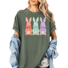 Comfort Colors Pastel Bunny Trio T-Shirt Easter Spring Graphic Tee in Kuwait
