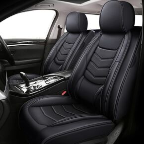 Car Seat Covers Fit for Volkswagen Jetta 2005-2024, Breathable Design and Detachable Head Design Set Protectors with Premium Nappa Leather, Full Set, Black in Saudi Arabia