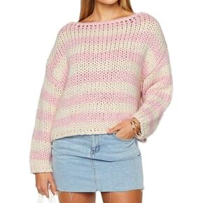 Women's Colorblock Long Sleeve Cute College Windsurfing Neck Knitted Striped Sweater in Saudi Arabia