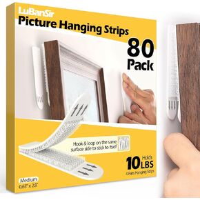 شرائط تعليق الصور من LuBanSir، شماعات صور لاصقة على الحائط بوزن 10 رطل بدون ضرر بدون أظافر، 40 زوجًا in Kuwait
