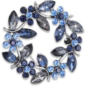 Flower Brooches for Women,Blue Wreath Brooch Pin,Crystal Pearl Flower Brooches Pins, Elegant Accessory for Weddings, Parties & Mother’s Day Gifts in Kuwait