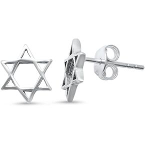 أقراط من الفضة الإسترلينية عيار 925 على شكل نجمة داود، خالية من النيكل ولا تسبب الحساسية للبشرة الحساسة، مجوهرات يهودية استوائية من الروديوم، صندوق هدايا متضمن in Kuwait
