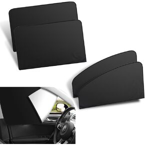 Car Window Glass Sunshade, Foldable Nano Black Rubber Cloth Cooling Heat Insulation Full Shade Sunshade, Non-destructive Adsorption Mounting Accessories, Summer Essentials (Black) in Kuwait