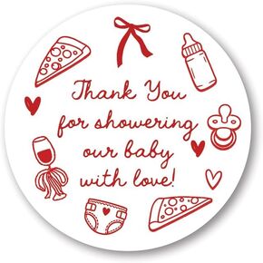 Special Delivery Pizza Baby Shower Thank You Stickers - Set of 40 in Kuwait