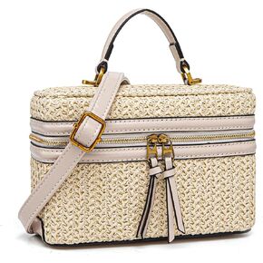 محفظة كلاسيكية من القش للنساء، محافظ وحقائب يد صغيرة أنيقة، حقيبة شاطئ نسائية وحقائب بمقبض علوي in Kuwait