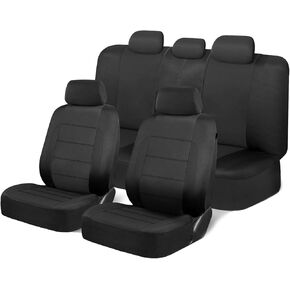 أغطية مقاعد السيارة من AUTOKING مجموعة كاملة، أغطية مقاعد ذات حجم عالمي تناسب معظم سيارات الدفع الرباعي والشاحنات سيدان والشاحنات، متوافقة مع الوسائد الهوائية، أغطية مقاعد من قماش البوليستر القرمزي للسيارة (وردي) in Kuwait