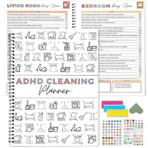 ADHD Cleaning Planner for Adults Women – Cleaning Schedule and Checklist Organizer with Guided Reading Strips and Bookmark, Daily Weekly Monthly Household Cleaning Planner in Kuwait