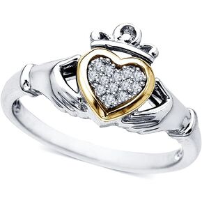 خاتم وعد قلب كلاداغ من الفضة الإسترليني المطلية بالذهب عيار 14 قيراطًا لها in Kuwait