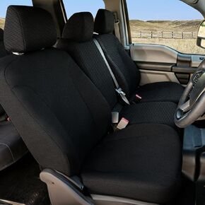 Front 40/20/40 Heavy-Duty Oxford Fabric Seat Covers for Ford F150 XLT Lariat 2014 F250 F350 F450 F550 XLT Lariat 2015-2021 Split Bench with Center Console-Black in Kuwait