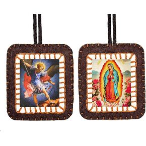 Scapulars Catholic Our Lady of Mt Carmel and Sacred Heart of Jesus - Brown Necklace Scapular for Women Men - Escapularios Catolicos, 100% Wool Handsewn in Kuwait