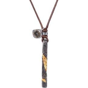 رجل شخصية شريط قلادة الشمع حبل قلادة - اليدوية منقوشة سحر مضفر الجلود الحبل قابل للتعديل قلادة مجوهرات هدية للأب الزوج صديقها in Kuwait