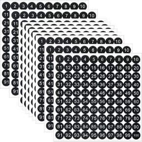 25 ورقة من 1 إلى 100 ملصقات أرقام متتالية من الفينيل مقاس 0.4 بوصة ملصقات أرقام ذاتية اللصق صغيرة مقاومة للماء ملصقات مخزون للأماكن الداخلية والخارجية والتخزين والتصنيف والصناديق والخزائن in Kuwait