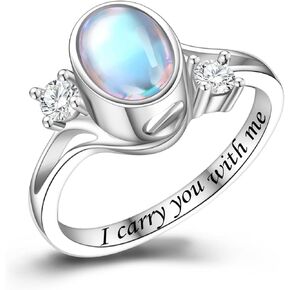 Moonstone Urn Ring for Ashes Keepsake Rings Sterling Silver Cremation Ring for Ashes for Women in Saudi Arabia
