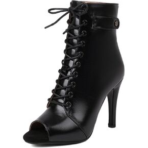 HROYL Women's Dance Heels Peep Toe Lace-up Ankle Dancing Boots Latin Ballroom Dance Shoes,DS-02 in Kuwait