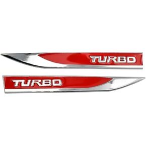 Pair Turbo Emblem 3D Metal Sport Badge Side Door Hood Nameplate with Double Tape for Cars, Trucks, Motorcycles (Chrome Black) in Saudi Arabia