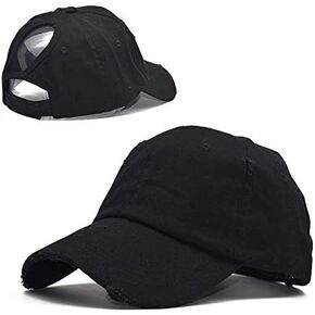 قبعة بيسبول نسائية من Utaly Messy Bun Hat مع فتحة - قبعة سائق شاحنة من القطن المتعثر قابلة للتعديل in Kuwait