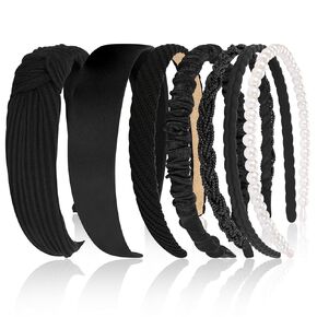 7 Pcs Headbands for Women Girls, Non Slip Cute Pearl Floral Padded Vintage Wide Fashion Multi-style Headbands for Girls in Kuwait