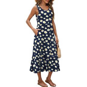 BELAROI Womens Plus Size Maxi Dresses Summer T Shirt Dress Casual Scoop Neck Short Sleeve Long Dress Loose Pockets Split in Kuwait