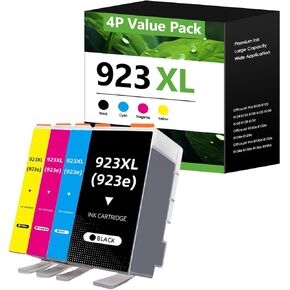 خراطيش حبر 923XL 923e 923 بديلة لخراطيش حبر HP 923XL لطابعات OfficeJet Pro 8130e 8132e 8135e 8138e 8139e 8120 8120e 8125 8130 8135، 4 عبوات، أسود سماوي أرجواني أصفر in Kuwait