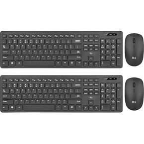 Wireless Keyboard and Mouse Combo - Rii Standard Office PC Keyboard and Optical Wireless Mice (Black) in Saudi Arabia