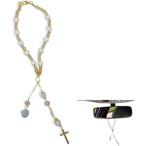 Cross for Car Mirror Hanging Rear View Accessories with Crystal Charm Chains to Hang from Rearview Mirror or Steering Wheel Beaded Hangers and Hanger Decor for Car Window and Balcony in Kuwait