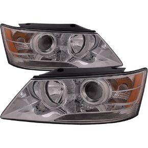 PERDE Headlight Set Chrome Housing Performance Lens Left Driver Right Passenger Compatible with 2009-2010 Hyundai Sonata in Kuwait