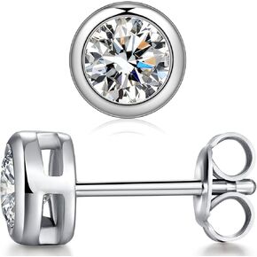 925 Sterling Silver Bezel Stud Earrings for Women Hypoallergenic Cubic Zirconia Stud Earrings for Unisex in Kuwait