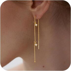 Chunky Hoop Huggie Dangle Tassel Pearl Bow Heart Charm Stud Cilp-on Earrings for Women, 14K Gold plated/Sterling Silver Plated CZ Large Jewelry Vintage Dainty Trendy Gift Daily Prom Party in Saudi Arabia