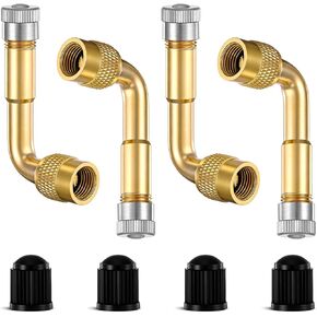 4 Pack Valve Stem Extension, 90 Degree Schrader Tire Valve Extension 90 Degree Universal Stem Extensions Brass Tire Extensions Adaptors for Dual Wheels Passenger Cars, Bicycles and Trailers in Kuwait