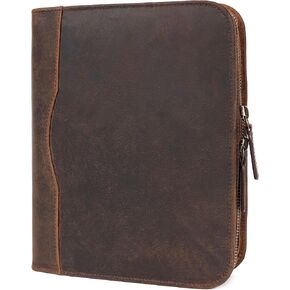 حافظة جلدية مقاس A5 من ELIZO، حافظة بادفوليو فوليو A5، غلاف دفتر يوميات، مخطط مجلد صغير للرجال، منظم مجلد العمل (قهوة) in Kuwait