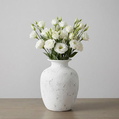Brown Ceramic Vase - 7 Inch Rustic Textured Vase for Flower, Terracotta Farmhouse Vases for Home Decor, Coffee Table, Artificial Branches, Night Stand Decor in Saudi Arabia