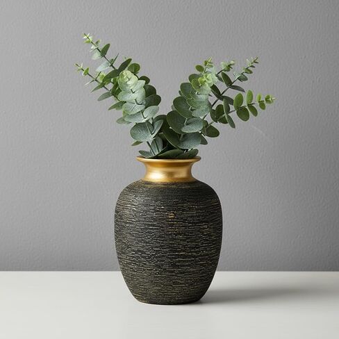 Brown Ceramic Vase - 7 Inch Rustic Textured Vase for Flower, Terracotta Farmhouse Vases for Home Decor, Coffee Table, Artificial Branches, Night Stand Decor in Saudi Arabia