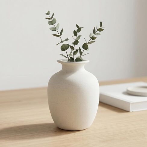 Brown Ceramic Vase - 7 Inch Rustic Textured Vase for Flower, Terracotta Farmhouse Vases for Home Decor, Coffee Table, Artificial Branches, Night Stand Decor in Saudi Arabia