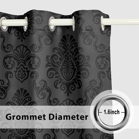 Baocicco Black Blackout Curtains 84 inch Long - Ombre Damask Patterned Window Drapes Thermal Insulted Curtains for Bedroom Living Room, 2 Panels 42Wx84L in Kuwait