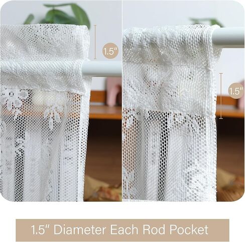 الدانتيل الفرنسي ستارة الباب 72 بوصة طويلة الأزهار الفوال الستائر شبه شير الأبيض الستار الجانبي للباب الزجاجي الفناء الأمامي الباب Tieback وشملت، 2 لوحات in Kuwait