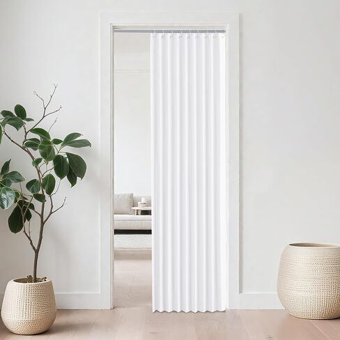 NICETOWN Blackout Door Curtain for Doorway, Accordion Style Interior Closet Door Curtain Folding Room Divider for Bedroom Room Living Room Privacy (44 inch x 80 inch Long, 1 Panel, Pure White) in Saudi Arabia