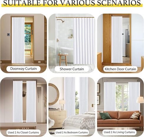 NICETOWN Blackout Door Curtain for Doorway, Accordion Style Interior Closet Door Curtain Folding Room Divider for Bedroom Room Living Room Privacy (44 inch x 80 inch Long, 1 Panel, Pure White) in Saudi Arabia