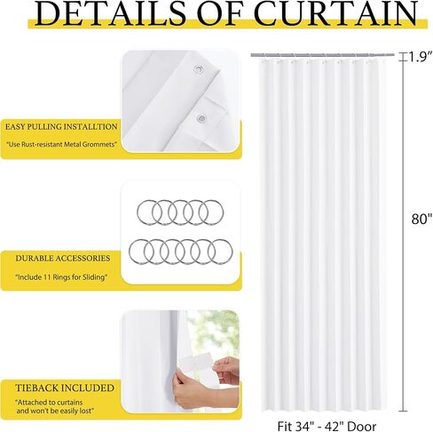 NICETOWN Blackout Door Curtain for Doorway, Accordion Style Interior Closet Door Curtain Folding Room Divider for Bedroom Room Living Room Privacy (44 inch x 80 inch Long, 1 Panel, Pure White) in Saudi Arabia
