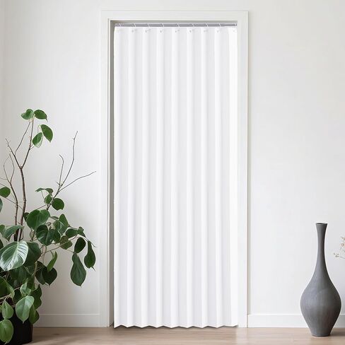 NICETOWN Blackout Door Curtain for Doorway, Accordion Style Interior Closet Door Curtain Folding Room Divider for Bedroom Room Living Room Privacy (44 inch x 80 inch Long, 1 Panel, Pure White) in Saudi Arabia